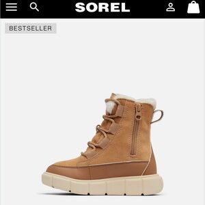 SOREL EXPLORER™ III Lace and zip Children's Waterproof Boot. Size 5. Like-new!